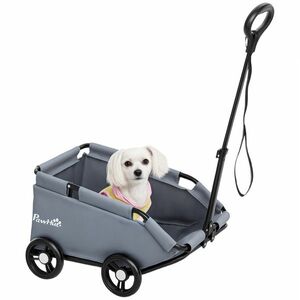 PawHut Poussette pentru câini poussette câine mic pliabilă cu 4 roți, cu bară de împingere reglabilă 53 x 45 x 28 cm gri | Aosom Romania imagine