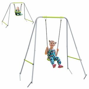 Outsunny Balansoar portic balansoar 2 în 1 pentru bebeluși curea de siguranță cu 5 puncte interior exterior verde | Aosom Romania imagine