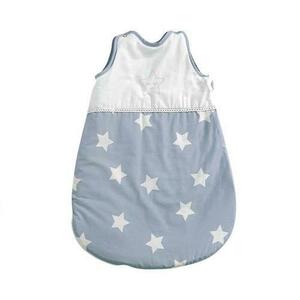 Sac de dormit de vara Lorelli Stars Blue Grey Mist, 0-6 luni, cu broderie, bumbac 100%, inchidere cu capse pe umar si fermoar lateral imagine