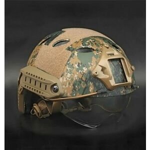 DRAGOWA Tactical Cască tactică Fast PJ cu ochelari Bolt, Digital Woodland imagine