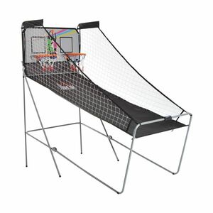 HOMCOM Coș de Baschet cu Panou LED, Pompă, 2 Coșuri, 4 Mingi și 8 Moduri de Joc, 205x110x205 cm, Negru | Aosom Romania imagine