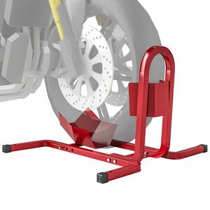 HOMCOM Stand de motociclete cu suport de atelier blocare roată 17 până la 21 de inci tampoane antidereapante metal 60 x 55 x 43 cm roșu | Aosom Romania imagine