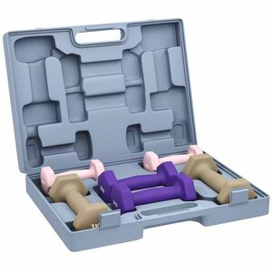 SPORTNOW Set de gantere hexagonale 12 kg cu geantă set de 6 gantere acoperite cu poliuretan, din oțel, multicolor | Aosom Romania imagine