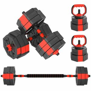 SPORTNOW Set Greutăți 4 în 1 de 30 kg, Kettlebell, 2 Haltere, Bară pentru Ridicări și Flotări, Roșu | Aosom Romania imagine