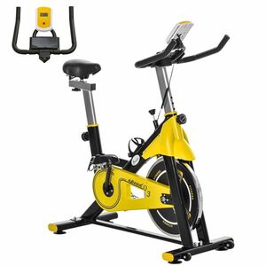 HOMCOM Bicicletă de Exerciții Staționare cu Volant, Monitor LCD, Rezistență Reglabilă pentru Antrenament Cardio, 101-113x45.5x100 cm, Galben | Aosom Romania imagine