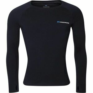 PROGRESS MT TDR Tricou merino cu mânecă lungă pentru bărbați, negru, mărime imagine