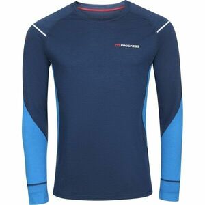 PROGRESS MERINO LS Tricou funcțional din lână merino pentru bărbați, albastru închis, mărime imagine