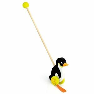 VIGA PENGUIN Jucărie de lemn pe roți, negru, mărime imagine