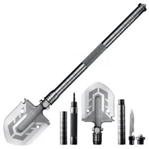 DRAGOWA Tactical Lopată multifuncțională pliabilă cu teacă Cara, argintiu imagine