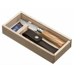 Opinel VRi N°08 Set cutie din lemn, cuțit de inox și husă oliv imagine