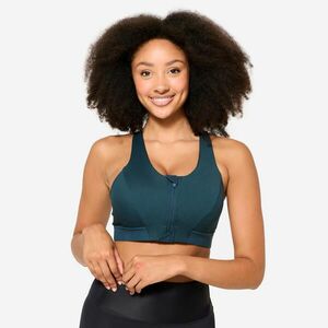 Bustieră sport reiată cu fermoar susținere medie Turcoaz Damă imagine