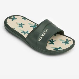 Papuci piscină Slap 500 print palmieri Bej-Kaki Copii imagine