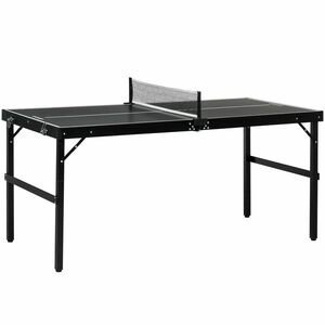 SPORTNOW Mini masă de ping-pong pliabilă masă de ping-pong pentru interior cu fileu, mingi, mâner, 152 x 76 x 72 cm negru | Aosom Romania imagine