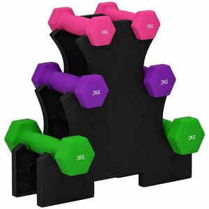 SPORTNOW Set de Gantere cu Suport, 6 Gantere în Total 2x1 kg, 2x2 kg, 2x3 kg, Multicolor | Aosom Romania imagine