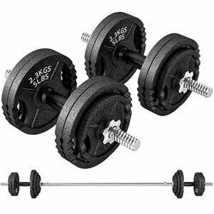 SPORTNOW Greutăți pentru Sală 2 în 1 de 42 kg cu 14 Discuri, Bară de Greutăți și Haltere, din Oțel, 180x24x24 cm, Negru | Aosom Romania imagine