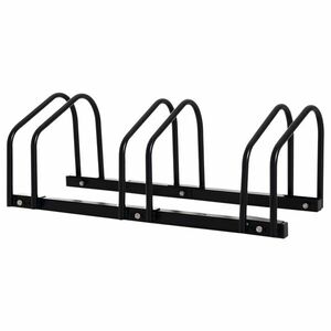 HOMCOM Suport pentru 3 biciclete, depozitare pneuri de 65 mm pe sol sau pe perete, 76 x 33 x 27 cm oțel negru | Aosom Romania imagine