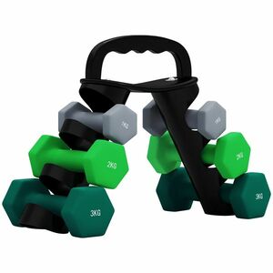 SPORTNOW Set de Gantere de Sală cu Suport Pliabil, 2x1 kg, 2x2 kg, 2x3 kg, Gantere Hexagonale de Metal cu Mâner, Antrenament Fitness Acasă, Multicolor | Aosom Romania imagine