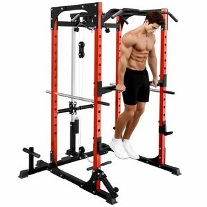 SPORTNOW Stație de Fitness cu Suport pentru Halteră, Discuri și Bară pentru Tracțiuni, 191x153x205 cm, Negru | Aosom Romania imagine