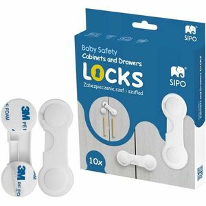 Sipo SAFETY LOCK 10PCS Încuietori de siguranță pentru dulapuri și sertare, alb, mărime imagine