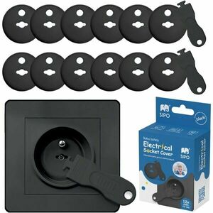 Sipo 12 + 2 Capace de protecție pentru prize electrice, negru, mărime imagine