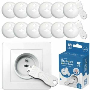 Sipo 12 + 2 Capace de protecție pentru prize electrice, alb, mărime imagine