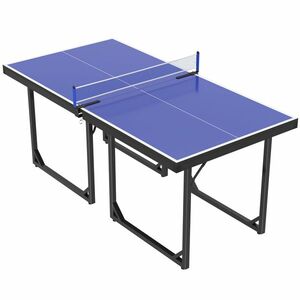 Masa de Ping Pong Pliabila, Multifuncitonala, cu Plasa din Otel si MDF, 182x91x76cm - Albastru HOMCOM | Aosom Romania imagine