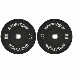 SPORTNOW Set de Discuri de Greutate cu Protecție din Cauciuc Solid cu Orificii, Փ45x8 cm, Negru | Aosom Romania imagine
