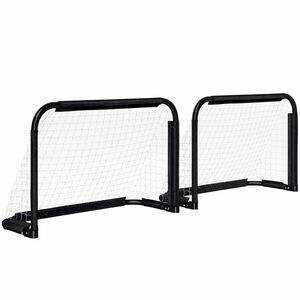 HOMCOM Set de obiective de fotbal, 2 obiective mini pliabile, cadru metalic, inclusiv unelte, 90 x 36 x 60 cm, Negru | Aosom Romania imagine