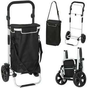 HOMCOM Cărucior de cumpărături pliabil 40 L caddie portabil pe roți cu mâner telescopic, 45, 5x35, 5x97cm, negru | Aosom Romania imagine