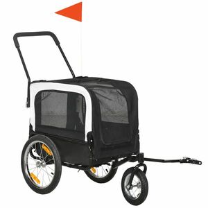 PawHut Remorcă bicicletă jogger 2 în 1 pentru animale de companie steag roată frontală pivotantă reflectoare negru | Aosom Romania imagine