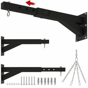 SPORTNOW Suport mural pentru sac de box reglabil la 5 lungimi, solid până la 60kg, pentru antrenament de box, kickboxing | Aosom Romania imagine