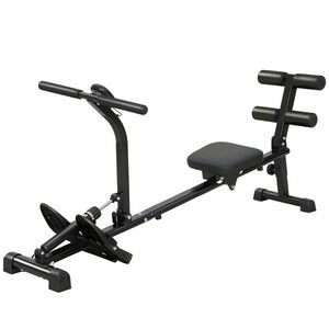 SPORTNOW Aparat de vâslit, aparat pentru sit-up, reglabil în 12 trepte, aparat cardio 2-în-1, afișaj LCD, oțel, plastic, negru | Aosom Romania imagine