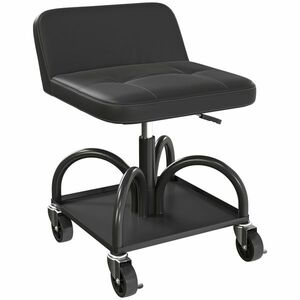 HOMCOM Scaun de atelier cu roți spațiu depozitare, 58, 5 cm înălțime, scaun rulant până la 135 kg Negru | Aosom Romania imagine