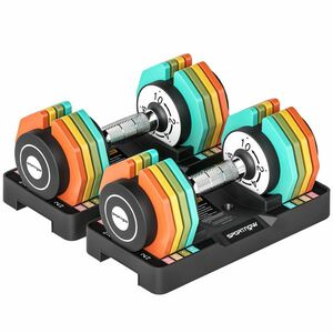 SPORTNOW Set Gantere Reglabile 2x2/4/6/8/10kg cu Tavă pentru Depozitare, Gantere Salvaspațiu cu Sistem de Blocare Sigur și Mâner Antialunecare, Antrenament Fitness Acasă, Multicolor | Aosom Romania imagine