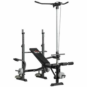 HOMCOM Bancă Fitness Multifuncțională cu Sistem Pulley, Suport Reglabil pentru Bara de Greutăți și Spătar Ajustabil, Bancă de Antrenament Înclinabilă pentru Extensia Picioarelor și Chest Fly, Ideală pentru Casa Ta | Aosom Romania imagine