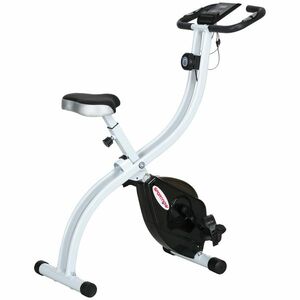 SPORTNOW Bicicletă Magnetică Pliabilă cu 8 Niveluri de Rezistență, Ecran LCD, Șa Reglabilă, Suport Tabletă, Roți, Senzor Puls, Oțel, Negru | Aosom Romania imagine