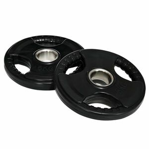 SPORTNOW Discuri de greutate, plăci 2 x 5 kg, cu trei mânere, orificiu Ø 5 cm, acoperire din cauciuc, negru | Aosom Romania imagine