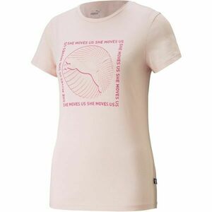 Puma GRAPHICS SHE MOVES US TEE Tricou damă, somon, mărime imagine