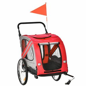 PawHut Remorcă Bicicletă pentru Câini 2-in-1, Carucior Animal de Companie, Cadru Oțel, Ataș de Călătorie | Aosom Romania imagine