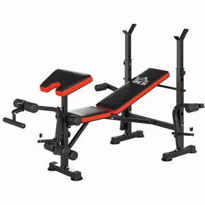 HOMCOM Bancă Multifuncțională Reglabilă cu Suport pentru Bară, Bancă de Greutăți din Oțel și Plastic, 175x139x127 cm, Negru | Aosom Romania imagine