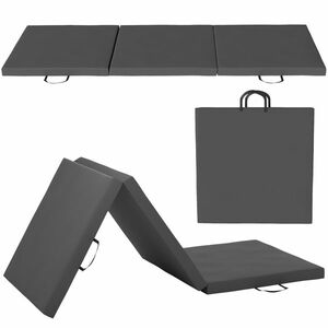 HOMCOM Saltea de gimnastică yoga pilates fitness pliabilă în 3 panouri cu mânere husa din material sintetic 180 x 60 x 5cm gri | Aosom Romania imagine