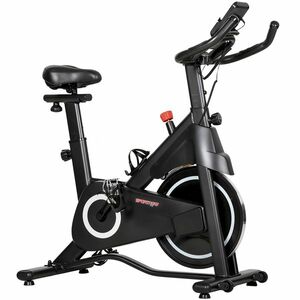 SPORTNOW Bicicletă de apartament, Bicicletă de exerciții, Rezistență magnetică reglabilă, Ecran LCD, Șa confortabilă, 108x51x116cm, Alb | Aosom Romania imagine