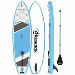 Outsunny Set Stand Up Paddling Gonflabil 320 cm SUP Board cu vâslă reglabilă, deck EVA antiderapant, lesă | Aosom Romania imagine