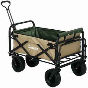 Outsunny Cărucior de Exterior Pliabil, Rezistent pentru Camping, cu Ușă în Spate Deschidere și Maner Telescopic | Aosom Romania imagine