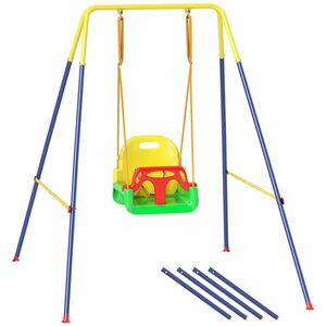 AIYAPLAY Leagăn 3-în-1 pentru Grădină, Leagăn pentru Bebeluși de Interior și Exterior, Înălțime Reglabilă, Cadru Pliabil din Oțel, Centură de Siguranță, Ușor de Montat, 9 Luni-8 Ani, Verde | Aosom Romania imagine