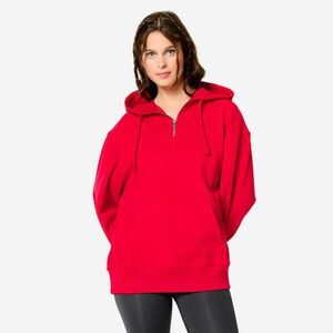 Hanorac cu fermoar Fitness Oversize Roșu Damă imagine