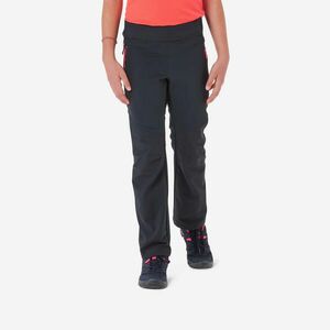 Pantalon Drumeție la munte MH500 Softshell Gri-Negru Fete 7-15 ani imagine