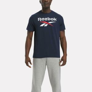 Tricou din bumbac Reebok Logo Bleumarin Bărbați imagine