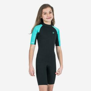 Combinezon shorty 100 YULEX® 1, 5mm Negru-Turcoaz Copii imagine