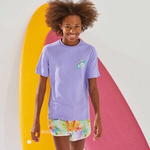 Tricou anti-UV surf 100 Ibiscus Mov Copii imagine